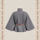 Vintamour abrigo capa elegante con cuello de pie de unicolor para mujer, para otono/invierno