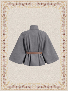 Vintamour abrigo capa elegante con cuello de pie de unicolor para mujer, para otono/invierno