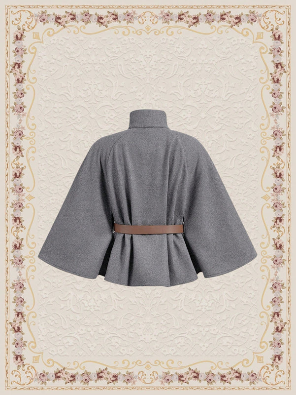 Vintamour abrigo capa elegante con cuello de pie de unicolor para mujer, para otono/invierno