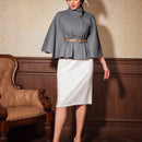 Vintamour abrigo capa elegante con cuello de pie de unicolor para mujer, para otono/invierno