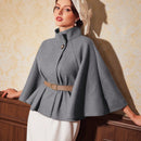 Vintamour abrigo capa elegante con cuello de pie de unicolor para mujer, para otono/invierno