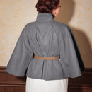 Vintamour abrigo capa elegante con cuello de pie de unicolor para mujer, para otono/invierno