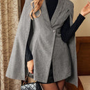 Vintamour traje falda vintage elegante para mujer, con capa tipo poncho decorado con botones, uso casual de oficina, ropa de mujer para invierno, atuendo de accion de gracias, abrigo de invierno para mujer, atuendos de invierno, ropa de navidad para