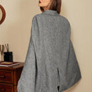 Vintamour traje falda vintage elegante para mujer, con capa tipo poncho decorado con botones, uso casual de oficina, ropa de mujer para invierno, atuendo de accion de gracias, abrigo de invierno para mujer, atuendos de invierno, ropa de navidad para