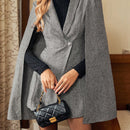 Vintamour traje falda vintage elegante para mujer, con capa tipo poncho decorado con botones, uso casual de oficina, ropa de mujer para invierno, atuendo de accion de gracias, abrigo de invierno para mujer, atuendos de invierno, ropa de navidad para