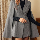Vintamour traje falda vintage elegante para mujer, con capa tipo poncho decorado con botones, uso casual de oficina, ropa de mujer para invierno, atuendo de accion de gracias, abrigo de invierno para mujer, atuendos de invierno, ropa de navidad para
