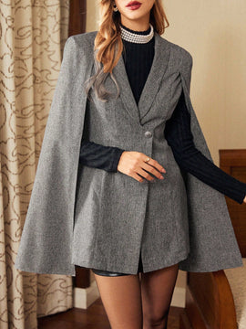 Vintamour traje falda vintage elegante para mujer, con capa tipo poncho decorado con botones, uso casual de oficina, ropa de mujer para invierno, atuendo de accion de gracias, abrigo de invierno para mujer, atuendos de invierno, ropa de navidad para