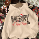 Ezwear jersey holgado de manga larga con estampado de arbol de navidad y texto "feliz navidad" en estilo minimalista y vintage con estampado de leopardo, para mujer