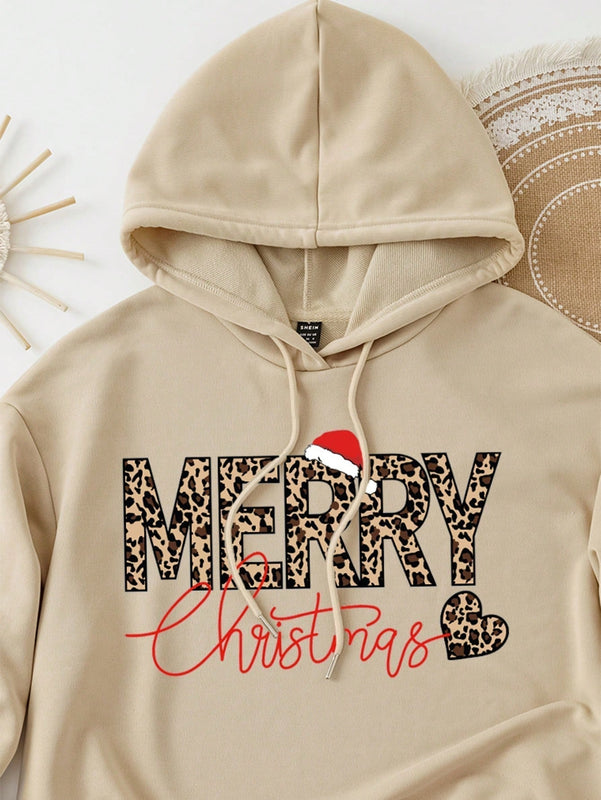 Ezwear sudadera con capucha de ajuste holgado y gruesa con estampado minimalista "feliz ano nuevo" de color rojo casual para mujer