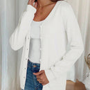 Sueter tipo cardigan de punto de manga larga para mujer, basico, cuello en v, botones, prendas de punto, tops de invierno