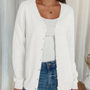 Sueter tipo cardigan de punto de manga larga para mujer, basico, cuello en v, botones, prendas de punto, tops de invierno