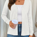 Sueter tipo cardigan de punto de manga larga para mujer, basico, cuello en v, botones, prendas de punto, tops de invierno