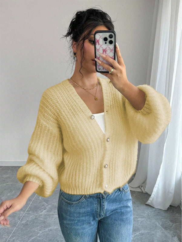 Essnce cardigan holgado y tejido suelto, manga larga informal para otono/invierno