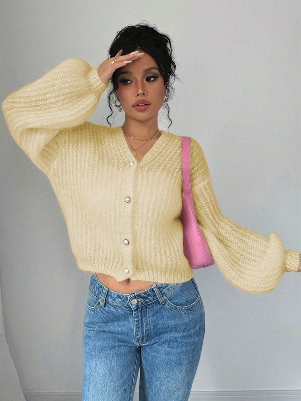 Essnce cardigan holgado y tejido suelto, manga larga informal para otono/invierno