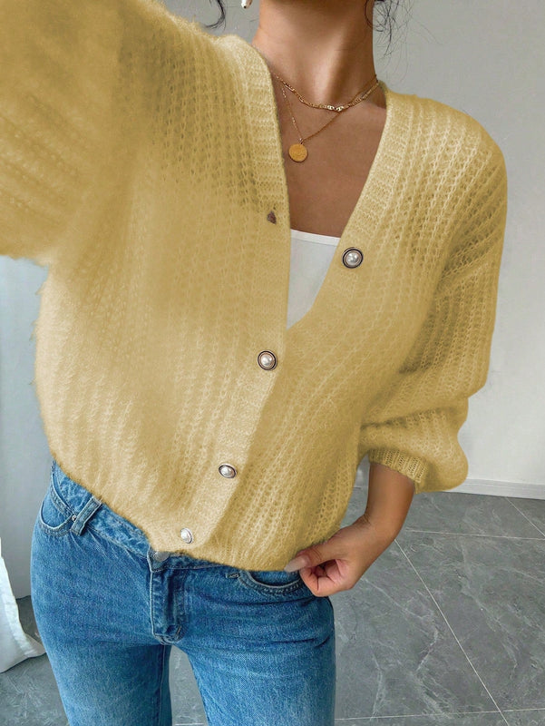 Essnce cardigan holgado y tejido suelto, manga larga informal para otono/invierno