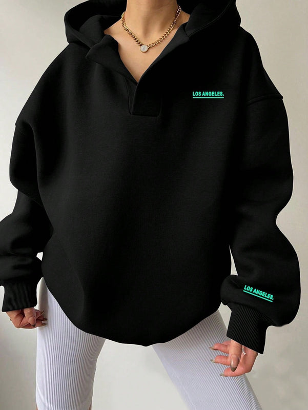 Essnce sudadera con capucha informal con estampado de letras para mujer, para uso diario