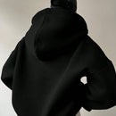 Essnce sudadera con capucha casual negra para mujer con bordado de color liso
