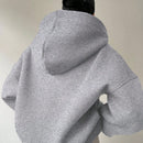 Ezwear sudadera con capucha de corte holgado para mujer, casual de primavera/otono, de manga larga con cremallera, holgada, regular, color albaricoque, hombros caidos, sudaderas para mujer