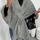 Clasi poncho/capa de mujer de unicolor, chaqueta de lana informal para otono/invierno