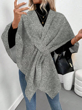 Clasi poncho/capa de mujer de unicolor, chaqueta de lana informal para otono/invierno