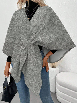 Clasi poncho/capa de mujer de unicolor, chaqueta de lana informal para otono/invierno