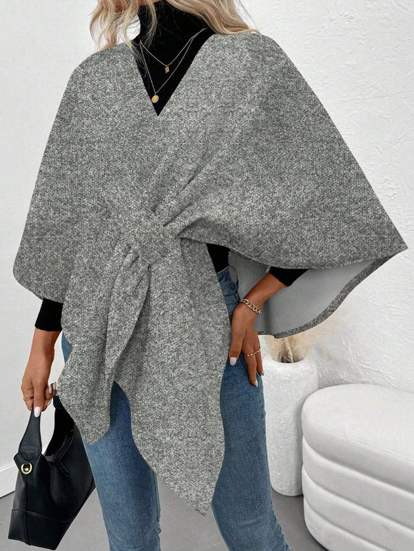 Clasi poncho/capa de mujer de unicolor, chaqueta de lana informal para otono/invierno