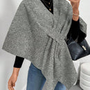 Clasi poncho/capa de mujer de unicolor, chaqueta de lana informal para otono/invierno