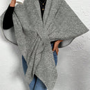 Clasi poncho/capa de mujer de unicolor, chaqueta de lana informal para otono/invierno