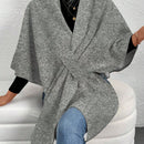 Clasi poncho/capa de mujer de unicolor, chaqueta de lana informal para otono/invierno