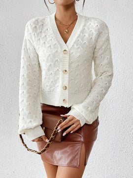 Frenchy cardigan informal de un solo botonadura de manga larga y unicolor para mujer, para otono/invierno