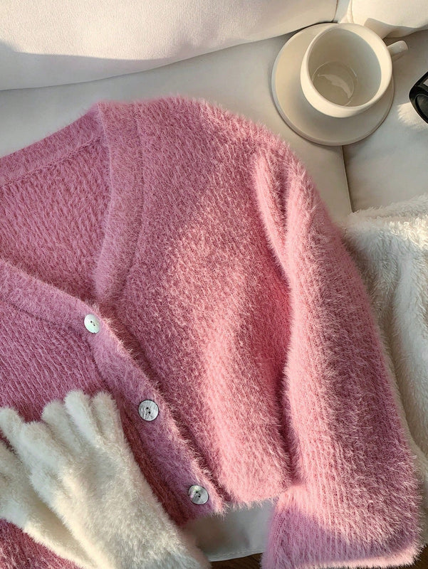 Ezwear chaqueta corta de mujer de manga larga con hombros caidos y unicolor, para otono/invierno