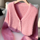 Ezwear chaqueta corta de mujer de manga larga con hombros caidos y unicolor, para otono/invierno