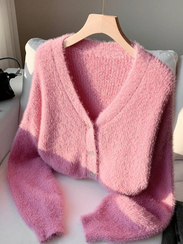 Ezwear chaqueta corta de mujer de manga larga con hombros caidos y unicolor, para otono/invierno