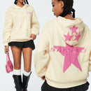Coolane sudadera con capucha de manga larga para mujer con diseno bordado de estrella de patron de punto basico para otono/invierno