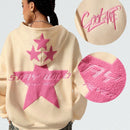 Coolane sudadera con capucha de manga larga para mujer con diseno bordado de estrella de patron de punto basico para otono/invierno