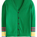 Cardigan a rayas para mujer con cuello en v, manga larga y abotonado, tops de punto para otono y ropa urbana