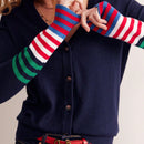 Cardigan a rayas para mujer con cuello en v, manga larga y abotonado, tops de punto para otono y ropa urbana
