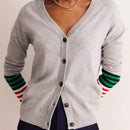 Cardigan a rayas para mujer con cuello en v, manga larga y abotonado, tops de punto para otono y ropa urbana