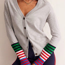 Cardigan a rayas para mujer con cuello en v, manga larga y abotonado, tops de punto para otono y ropa urbana