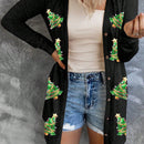 Hotapei cardigan de navidad de manga larga con diseno de arbol de navidad para mujer