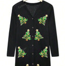 Hotapei cardigan de navidad de manga larga con diseno de arbol de navidad para mujer