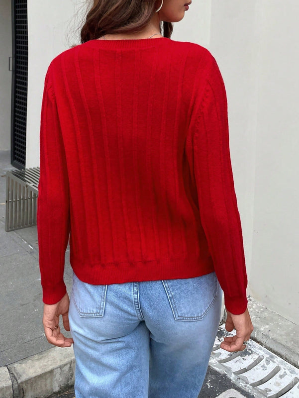 Essnce cardigan corto de mujer de unicolor informal, de manga larga, para otono/invierno