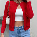 Essnce cardigan corto de mujer de unicolor informal, de manga larga, para otono/invierno