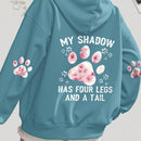 Lune sudadera con capucha informal para mujer con estampado de letra y pata de perro, para otono/invierno