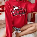 Ezwear sudadera con capucha de ajuste holgado y gruesa con estampado minimalista "feliz ano nuevo" de color rojo casual para mujer