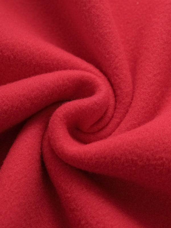 Ezwear sudadera con capucha de ajuste holgado y gruesa con estampado minimalista "feliz ano nuevo" de color rojo casual para mujer