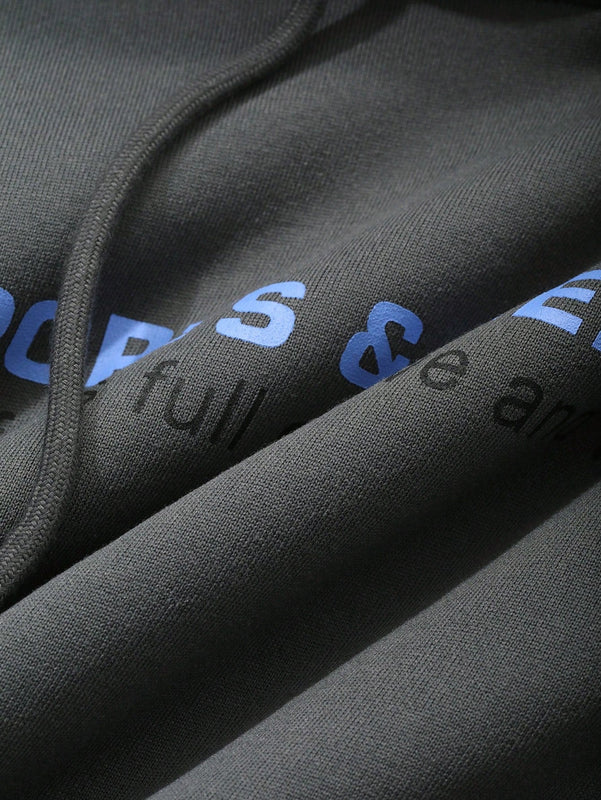 Dazy sudadera con capucha de felpa con estampado de letras, estilo casual y holgado para mujer