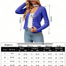 Cardigan de punto corto versatil para mujer: sueter con cuello en v festoneado y mangas largas, abotonado para todas las estaciones, perfecto para el trabajo, reuniones y viajes
