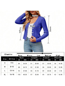 Cardigan de punto corto versatil para mujer: sueter con cuello en v festoneado y mangas largas, abotonado para todas las estaciones, perfecto para el trabajo, reuniones y viajes