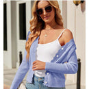 Cardigan de punto corto versatil para mujer: sueter con cuello en v festoneado y mangas largas, abotonado para todas las estaciones, perfecto para el trabajo, reuniones y viajes